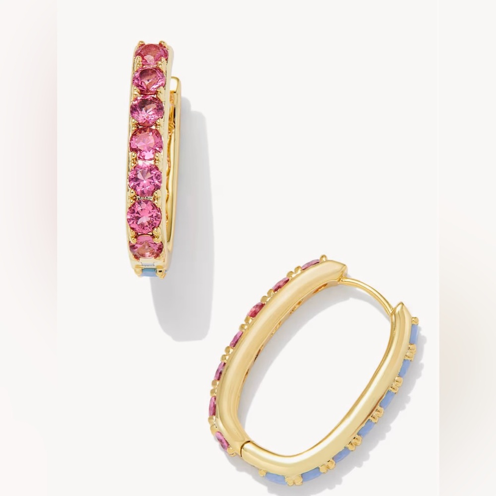 Pink and Blue reversible Hoop Earrings